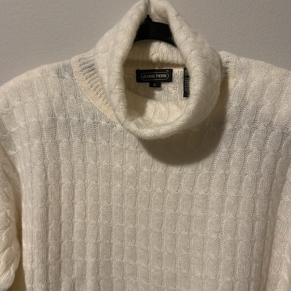 Vintage 80s cable knit sweater NWT by Jeanne Pierre, cream. Large. 60% lambswool - Picture 8 of 10